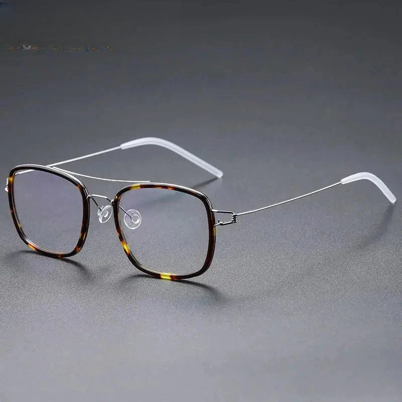 Unisex Square Full Rim Titanium Double Bridge Prescription Glasses 138185 — view 3 | Rx Spectacle