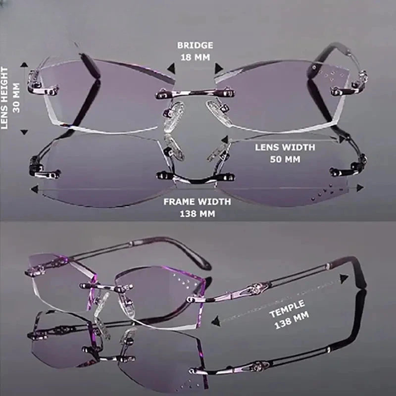 Women's Square Rimless Titanium Prescription Glasses 411005 — view 3 | Rx Spectacle