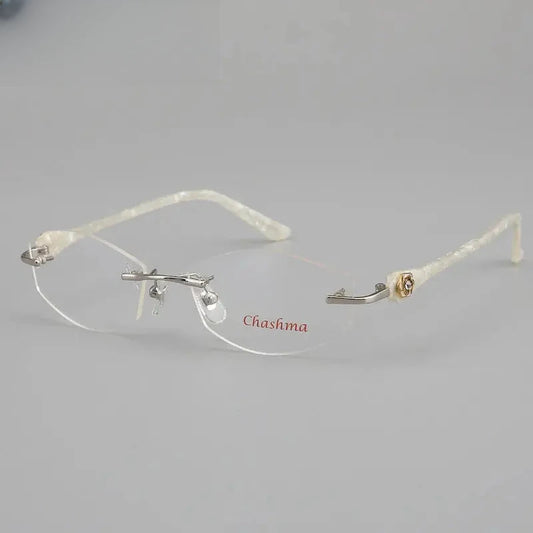 Women's Oval Rimless Titanium Prescription Glasses 58031 — view 1 | Rx Spectacle
