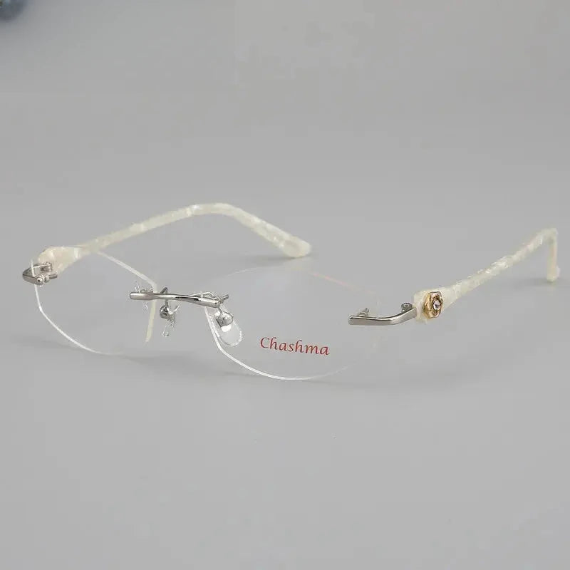 Women's Square Rimless Titanium Prescription Glasses 58031 — view 4 | Rx Spectacle
