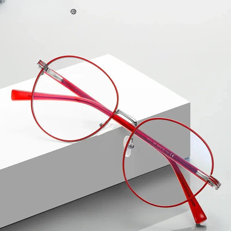 Women's Round Full Rim Alloy Reading Glasses 3071 — view 1 | Rx Spectacle