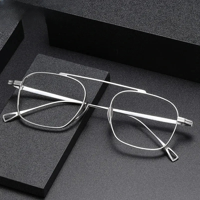 Women's Square Full Rim Titanium Prescription Glasses 89501 — view 1 | Rx Spectacle