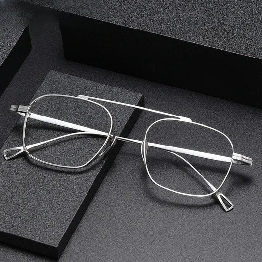 Women's Square Full Rim Titanium Prescription Glasses 89501 — view 1 | Rx Spectacle