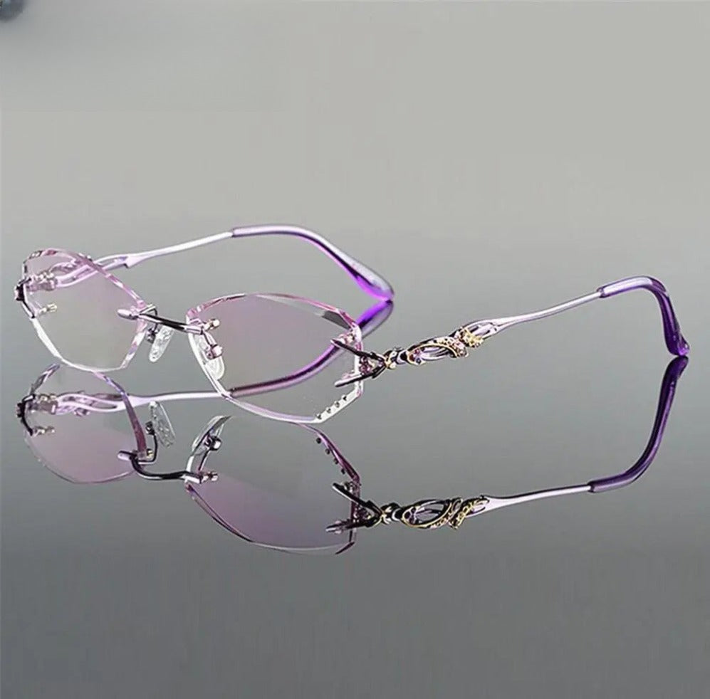 Women's Oval Rimless Titanium Prescription Glasses 8036B — view 9 | Rx Spectacle