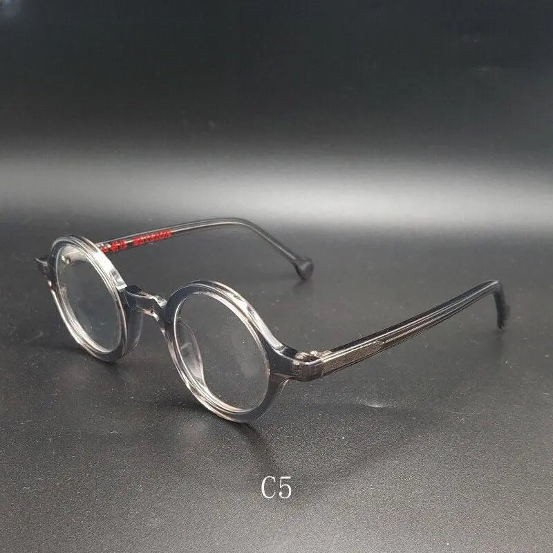 Unisex Round Full Rim Acetate Prescription Glasses Y916 — view 6 | Rx Spectacle