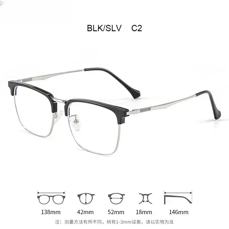 Men's Square Full Rim Alloy Reading Glasses Ke001 — view 7 | Rx Spectacle