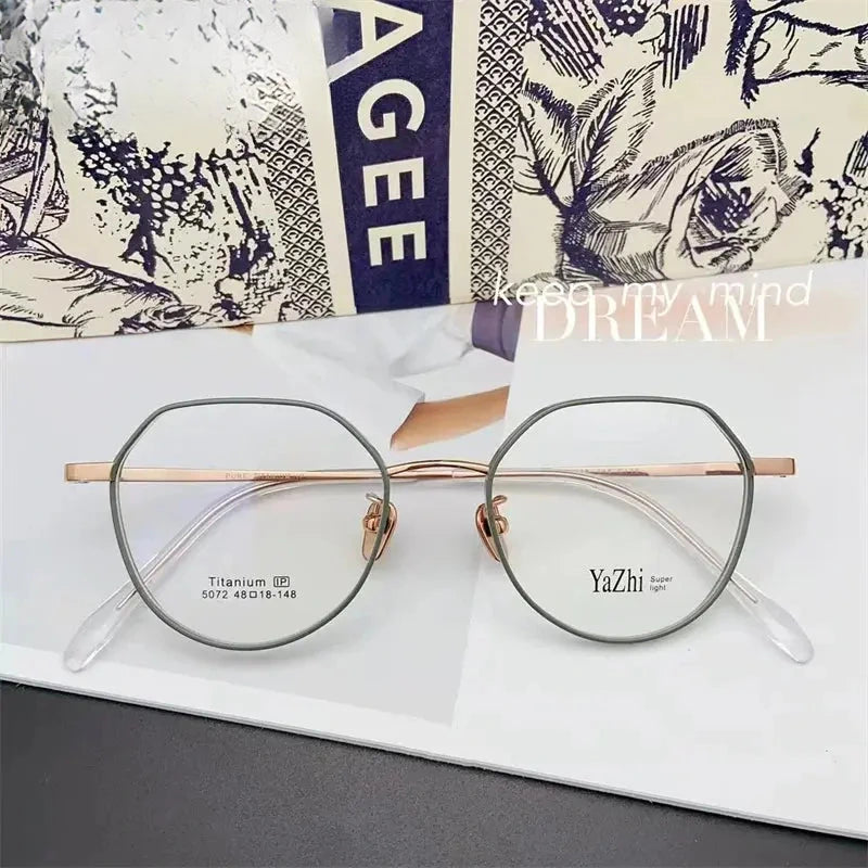 Unisex Oval Full Rim Titanium Flat Top Prescription Glasses — view 4 | Rx Spectacle