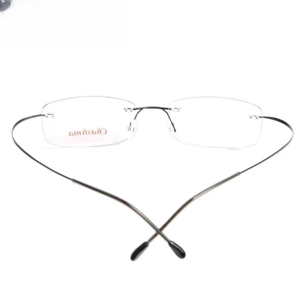 Unisex Rectangular Rimless Titanium Prescription Glasses 6074 — view 8 | Rx Spectacle