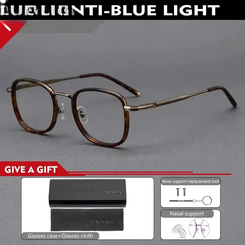 Unisex Square Full Rim Titanium Reading Glasses 10144 — view 6 | Rx Spectacle