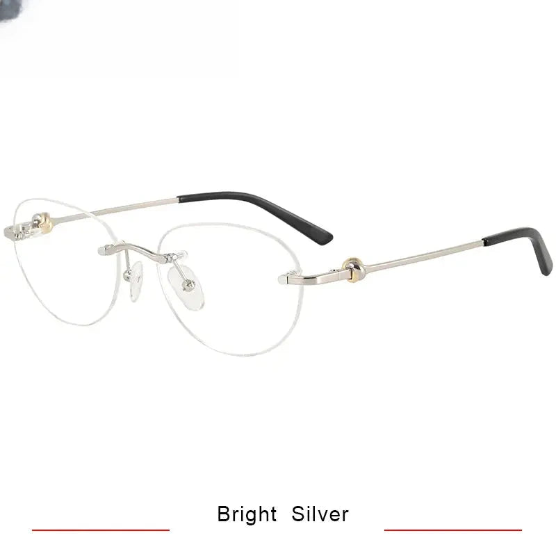 Women's Oval Rimless Titanium Prescription Glasses 420224 — view 5 | Rx Spectacle