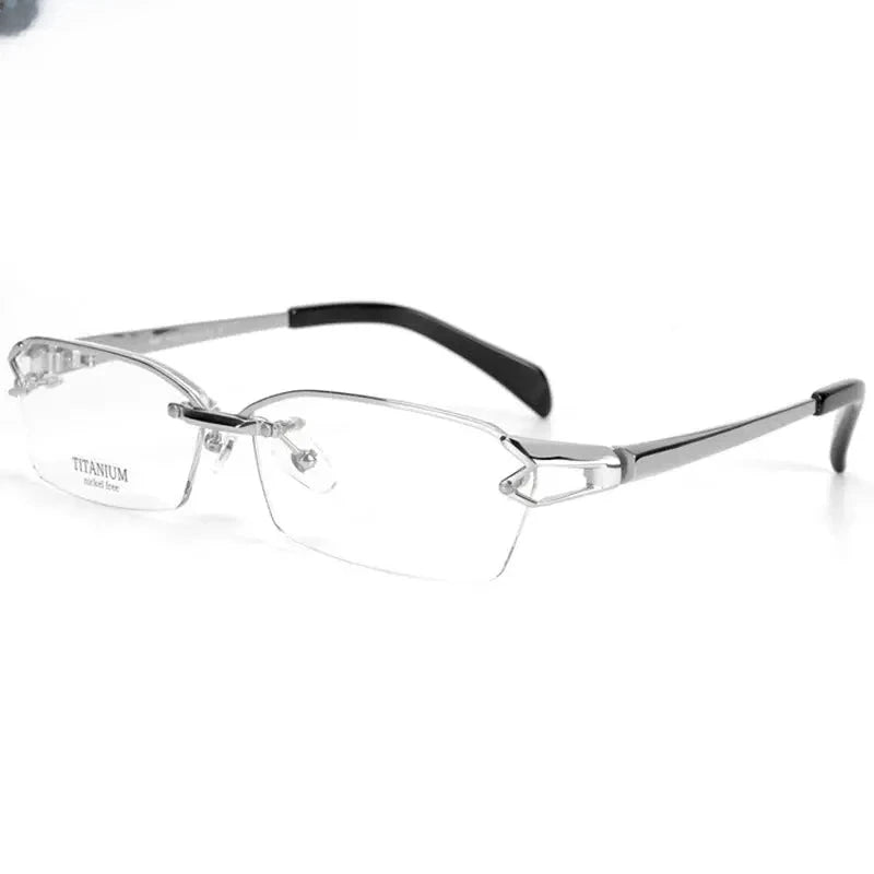 Men's Square Semi-Rimless Titanium Prescription Glasses 11437 — view 4 | Rx Spectacle