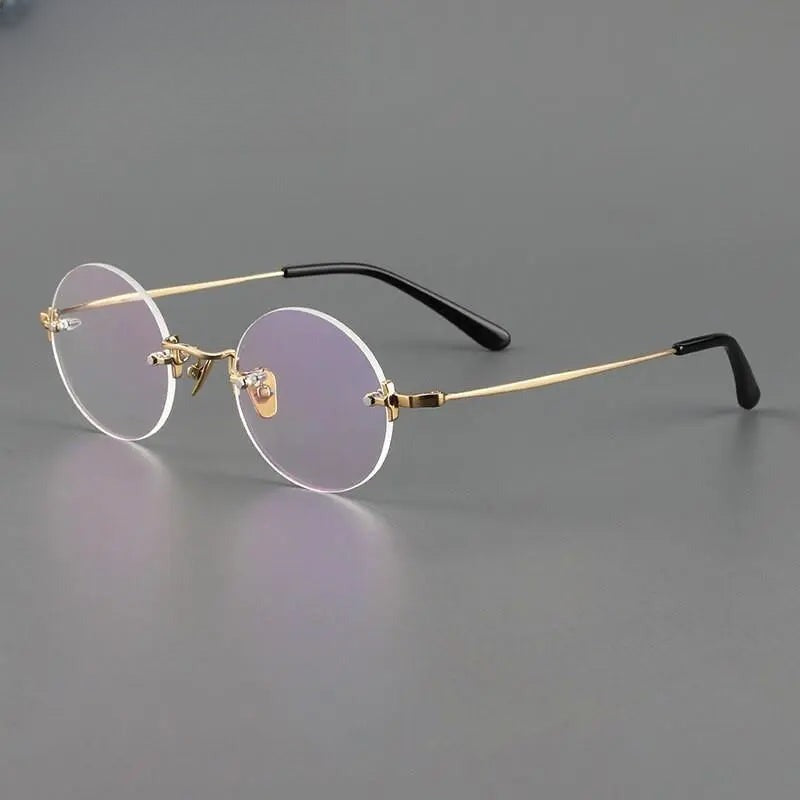 Unisex Round Rimless Titanium Reading Glasses — view 6 | Rx Spectacle