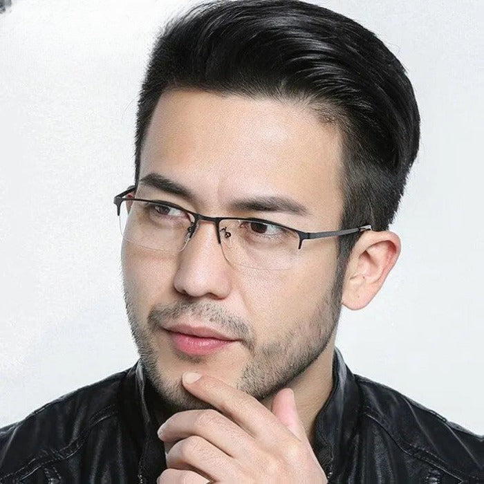 Men's Square Semi-Rimless Alloy Prescription Glasses 2017 — view 3 | Rx Spectacle