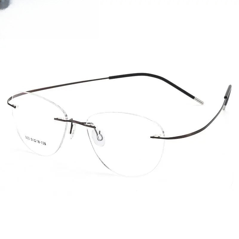 Unisex Triangle Rimless Titanium Prescription Glasses 003 — view 9 | Rx Spectacle