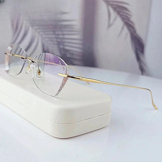 Women's Square Rimless Titanium Prescription Glasses 698989 — view 1 | Rx Spectacle