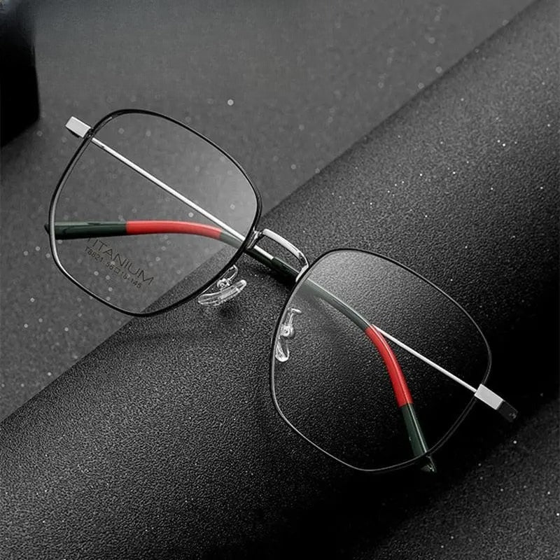 Unisex Polygon Full Rim Titanium Prescription Glasses T8821 — view 1 | Rx Spectacle