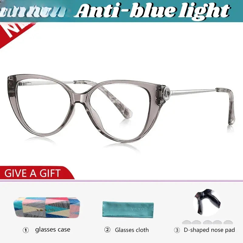 Women's Cat Eye Full Rim Titanium Reading Glasses 97207 — view 5 | Rx Spectacle