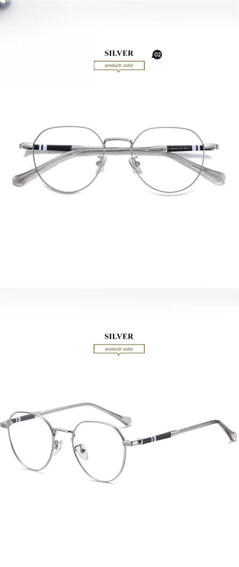 Unisex Round Full Rim Stainless Steel Prescription Glasses 1921 — view 13 | Rx Spectacle