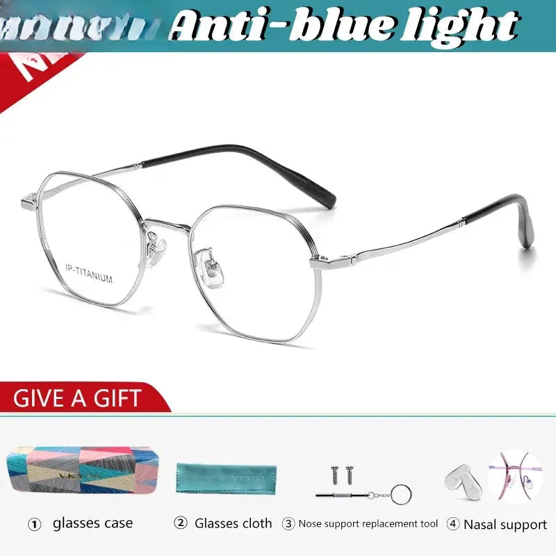 Women's Polygon Full Rim Titanium Reading Glasses 698609 — view 7 | Rx Spectacle