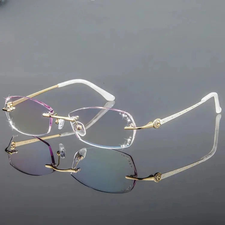 Women's Oval Rimless Titanium Prescription Glasses 882890 — view 3 | Rx Spectacle