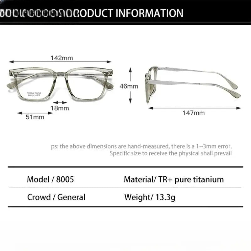 Unisex Square Full Rim Titanium Reading Glasses 638005 — view 2 | Rx Spectacle