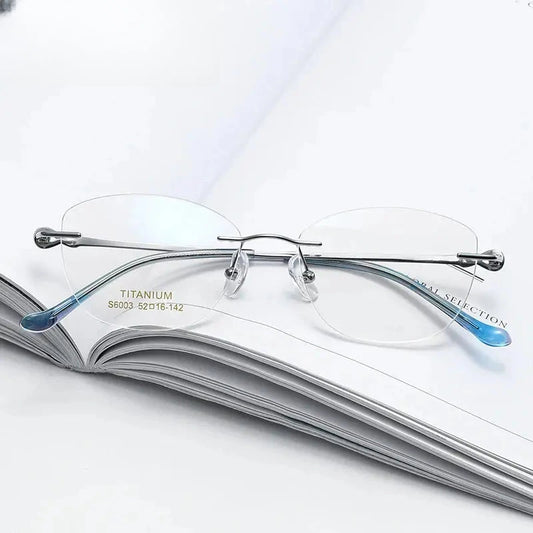 Women's Cat Eye Rimless Titanium Prescription Glasses 196003 — view 1 | Rx Spectacle