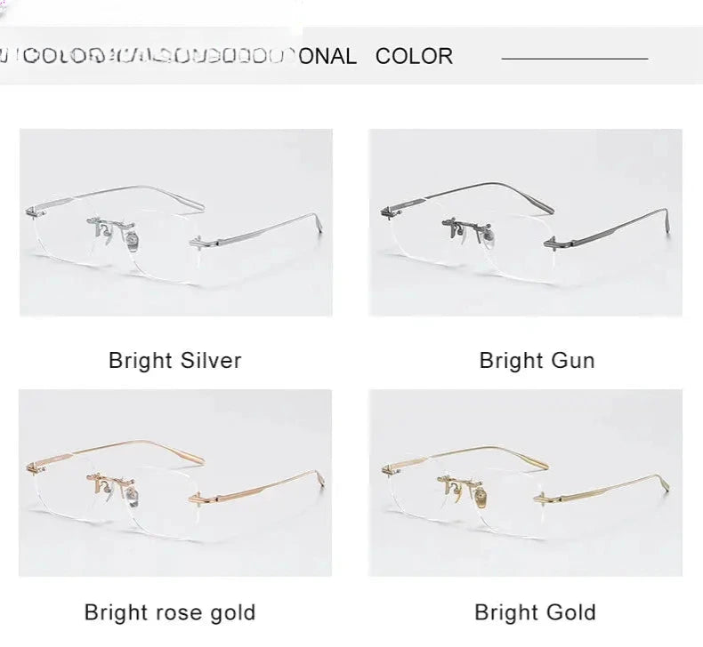 Men's Square Rimless Titanium Prescription Glasses K132 — view 12 | Rx Spectacle