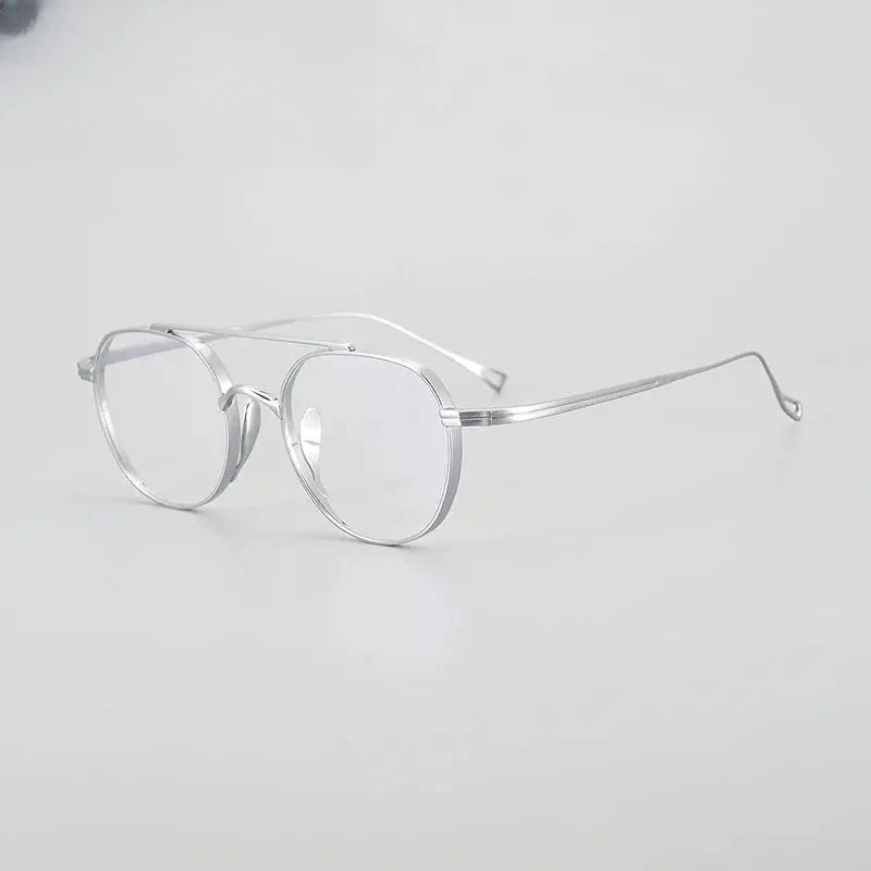 Unisex Polygon Full Rim Titanium Double Bridge Prescription Glasses 1477 — view 10 | Rx Spectacle