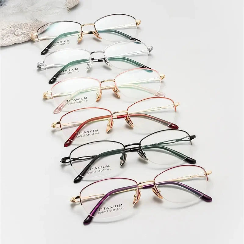 Women's Square Semi-Rimless Alloy Reading Glasses 26017 — view 1 | Rx Spectacle