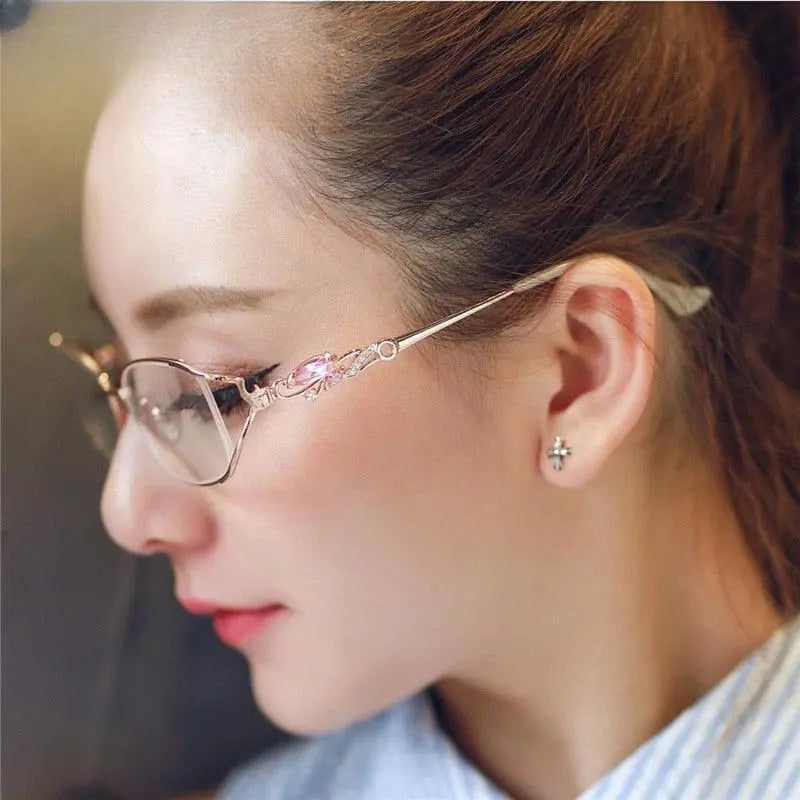 Women's Oval Semi-Rimless Titanium Prescription Glasses 95038 — view 3 | Rx Spectacle