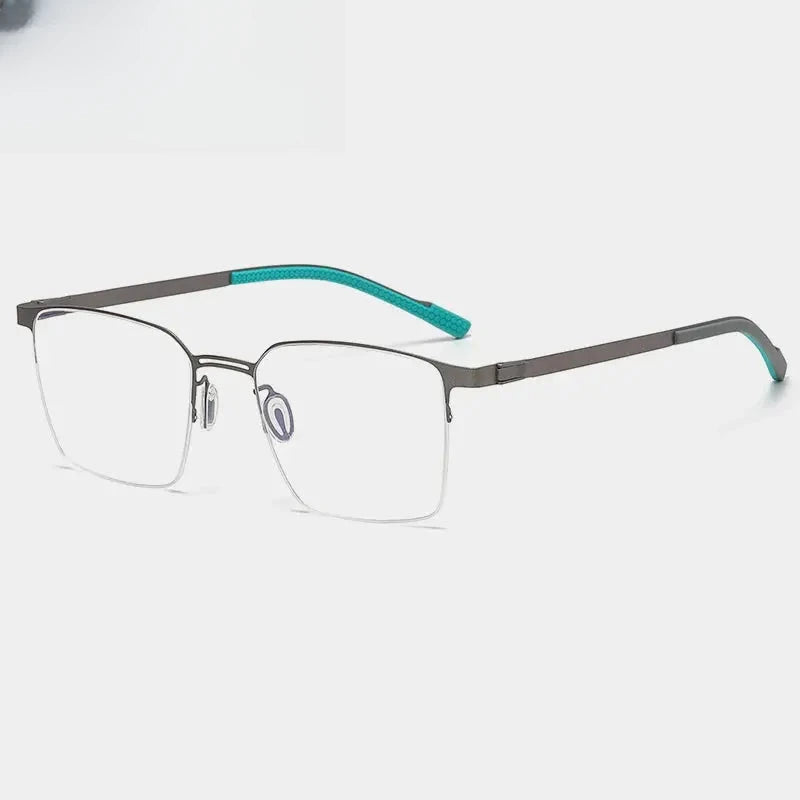 Unisex Square Semi-Rimless Titanium Prescription Glasses Gxyj1153 — view 8 | Rx Spectacle