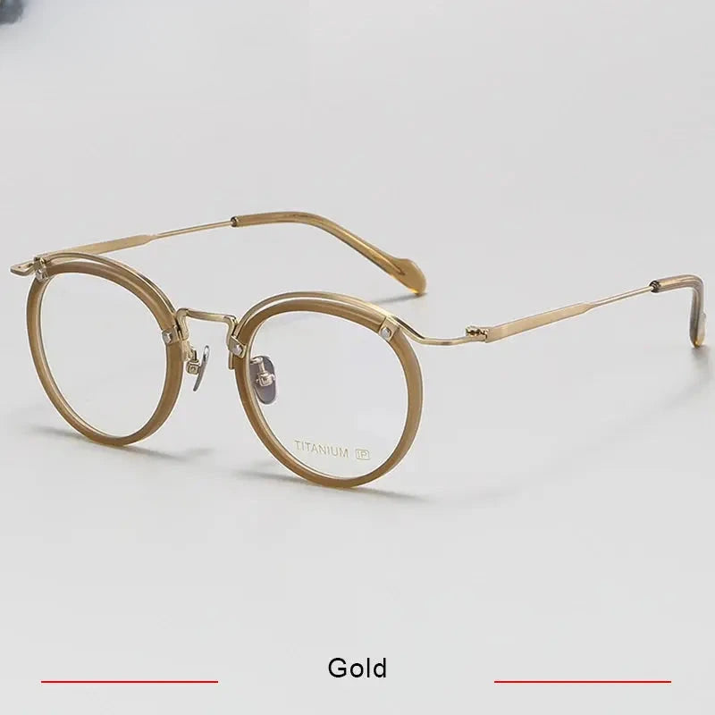 Unisex Round Full Rim Titanium Prescription Glasses 710036 — view 4 | Rx Spectacle