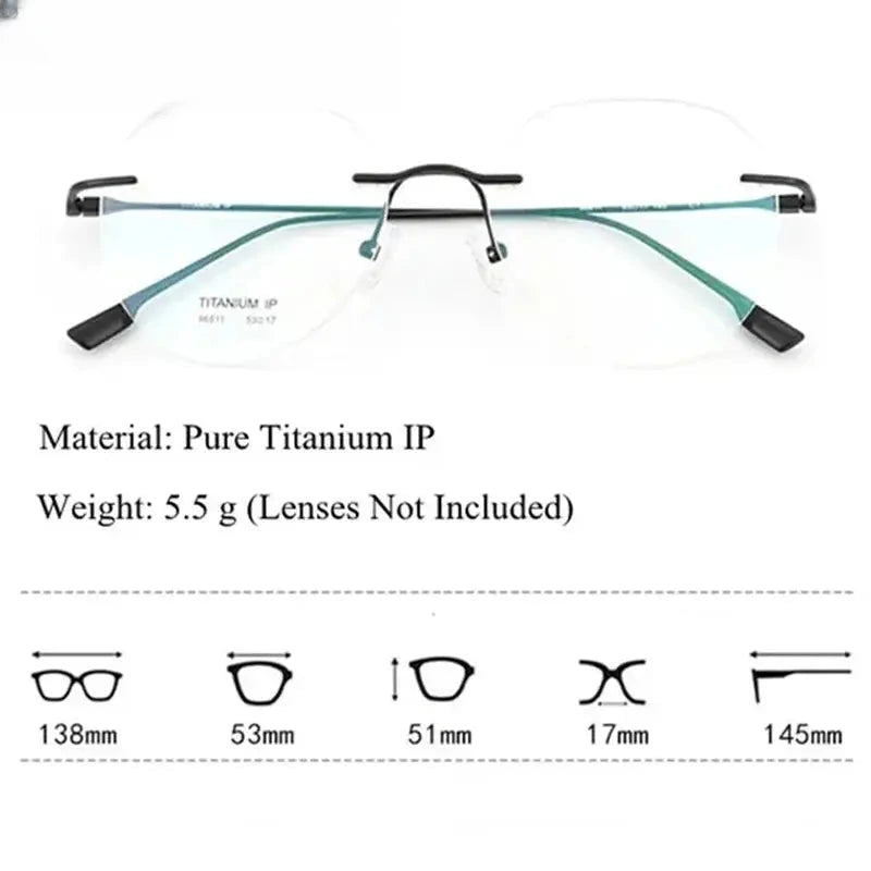 Women's Round Rimless Titanium Flat Top Prescription Glasses 896611 — view 3 | Rx Spectacle