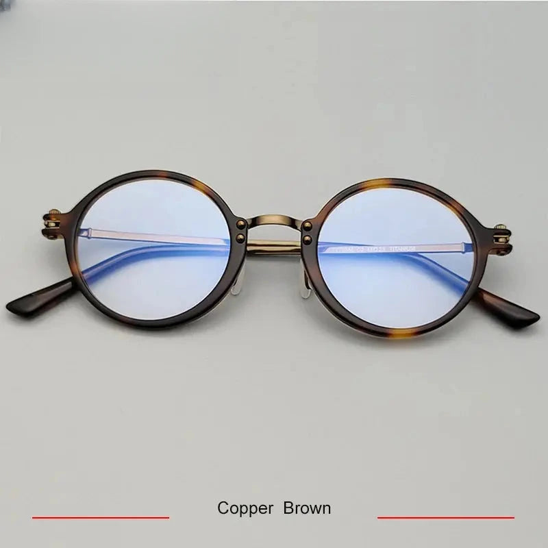 Unisex Round Full Rim Titanium Prescription Glasses 45866 — view 5 | Rx Spectacle