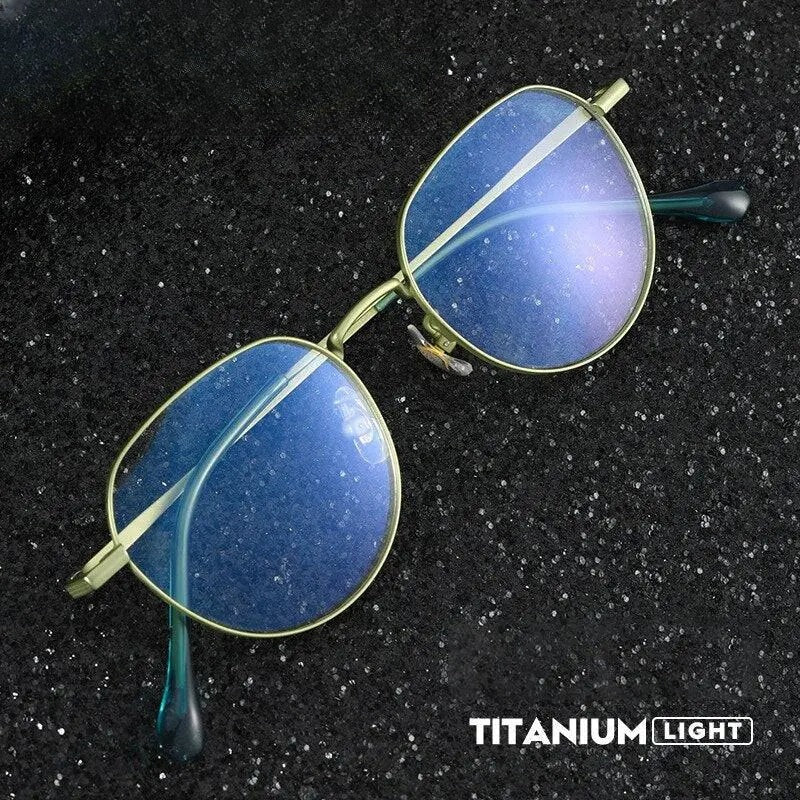 Men's Round Full Rim Titanium Prescription Glasses K5056bsf — view 1 | Rx Spectacle