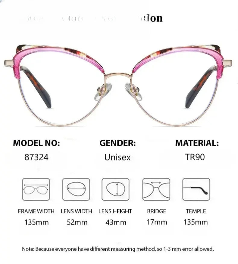 Women's Cat Eye Full Rim TR90 Prescription Glasses 87324 — view 2 | Rx Spectacle