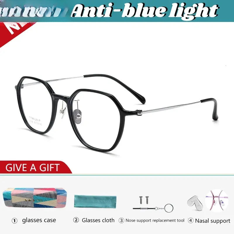 Unisex Polygon Full Rim Titanium Reading Glasses 91063 — view 3 | Rx Spectacle