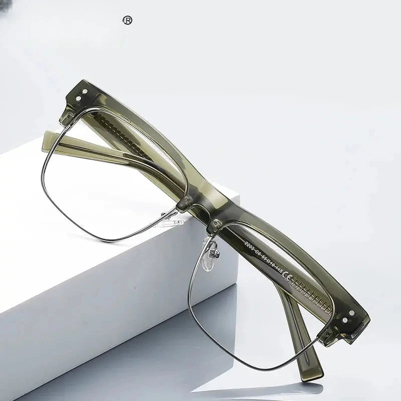 Men's Square Full Rim Titanium Reading Glasses 42203 — view 1 | Rx Spectacle