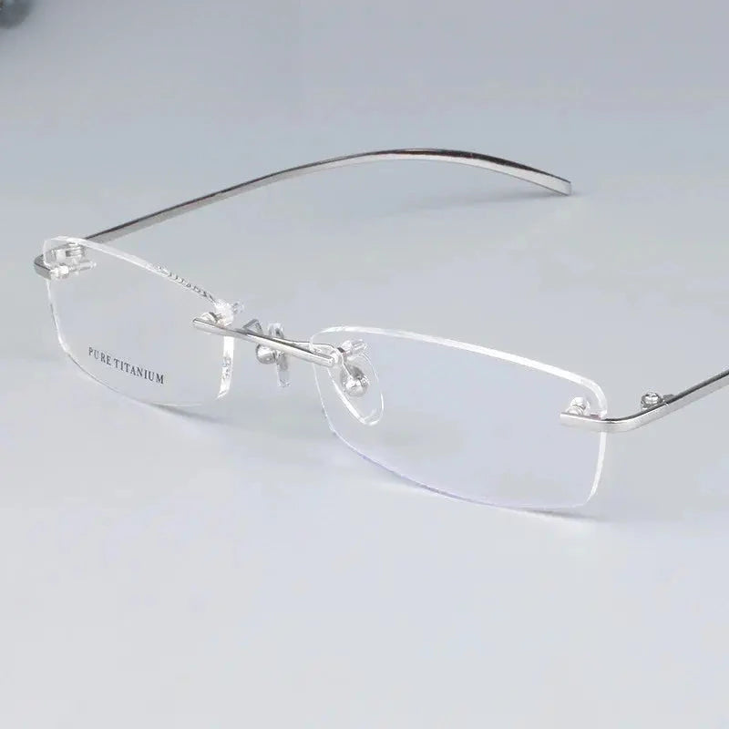 Women's Square Rimless Titanium Prescription Glasses Eyeglasses102844 — view 5 | Rx Spectacle