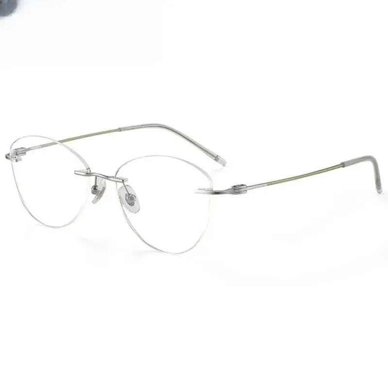 Women's Cat Eye Rimless Titanium Prescription Glasses 406076 — view 3 | Rx Spectacle