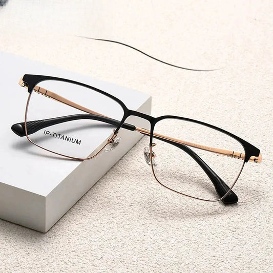 Men's Square Full Rim Titanium Prescription Glasses 98601 — view 1 | Rx Spectacle