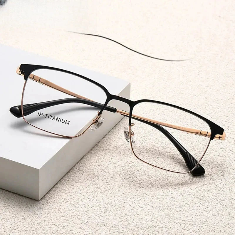 Unisex Square Full Rim Titanium Prescription Glasses 98601 — view 1 | Rx Spectacle