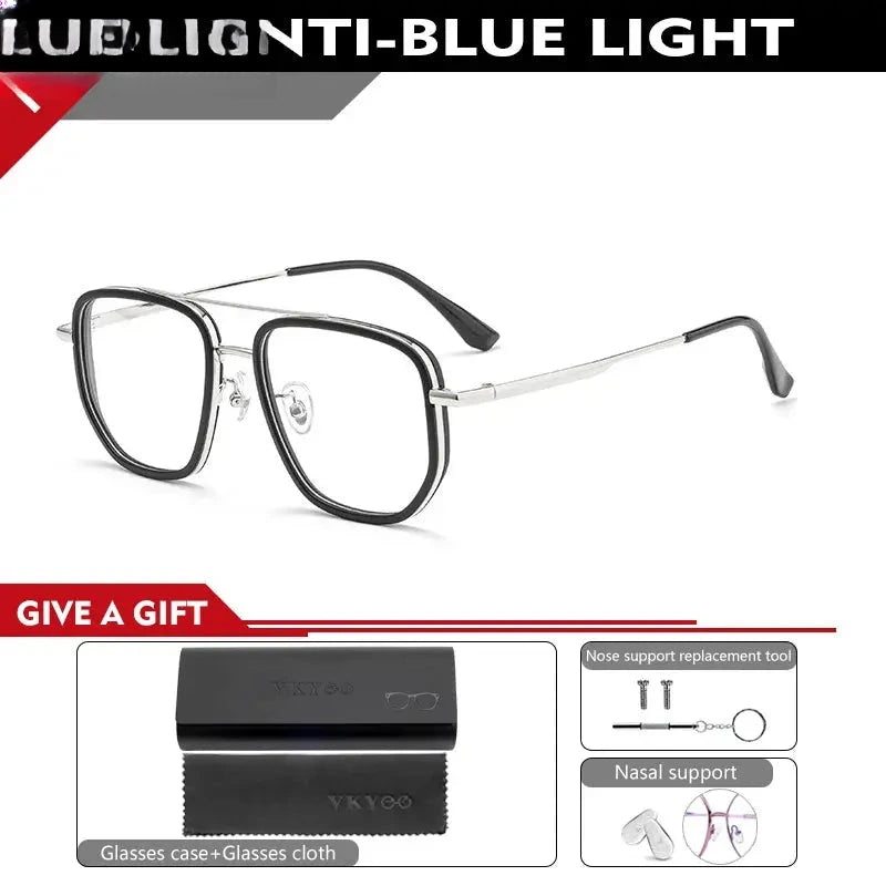 Unisex Square Full Rim Titanium Double Bridge Reading Glasses 2174 — view 6 | Rx Spectacle