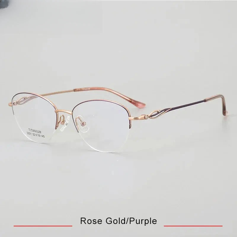 Unisex Oval Semi-Rimless Titanium Prescription Glasses 33001 — view 3 | Rx Spectacle