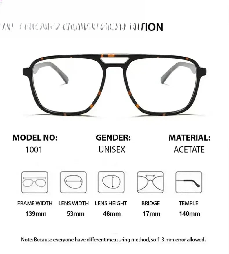 Women's Square Full Rim Acetate Double Bridge Prescription Glasses 61001 — view 2 | Rx Spectacle