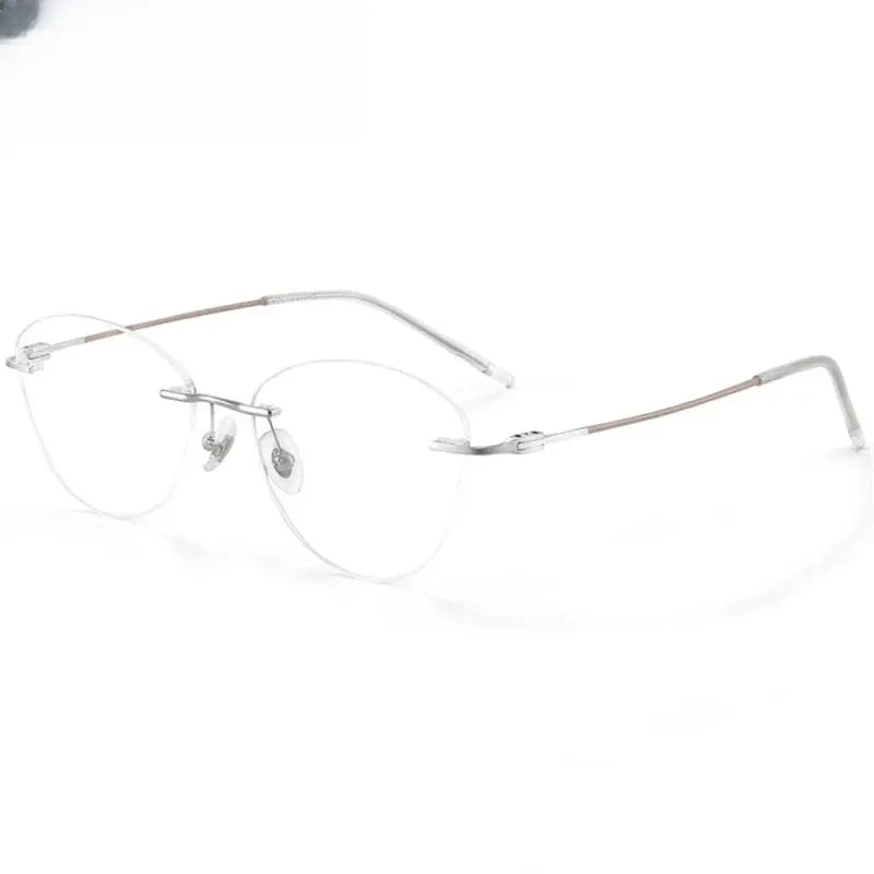Women's Cat Eye Rimless Titanium Prescription Glasses 406076 — view 4 | Rx Spectacle
