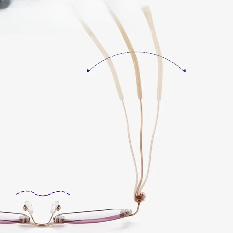 Women's Cat Eye Rimless Titanium Prescription Glasses 88839 — view 4 | Rx Spectacle