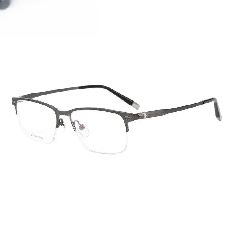 Men's Square Semi-Rimless Titanium Prescription Glasses 27009 — view 4 | Rx Spectacle