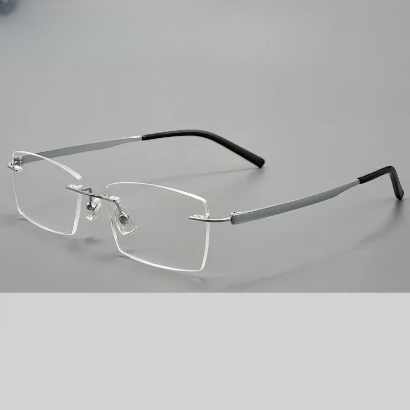 Men's Square Rimless Titanium Prescription Glasses 15802 — view 1 | Rx Spectacle