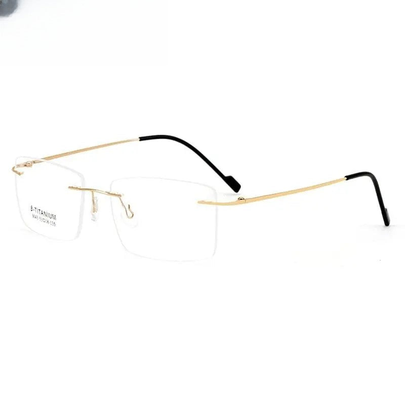 Unisex Square Rimless Titanium Prescription Glasses 763 — view 2 | Rx Spectacle